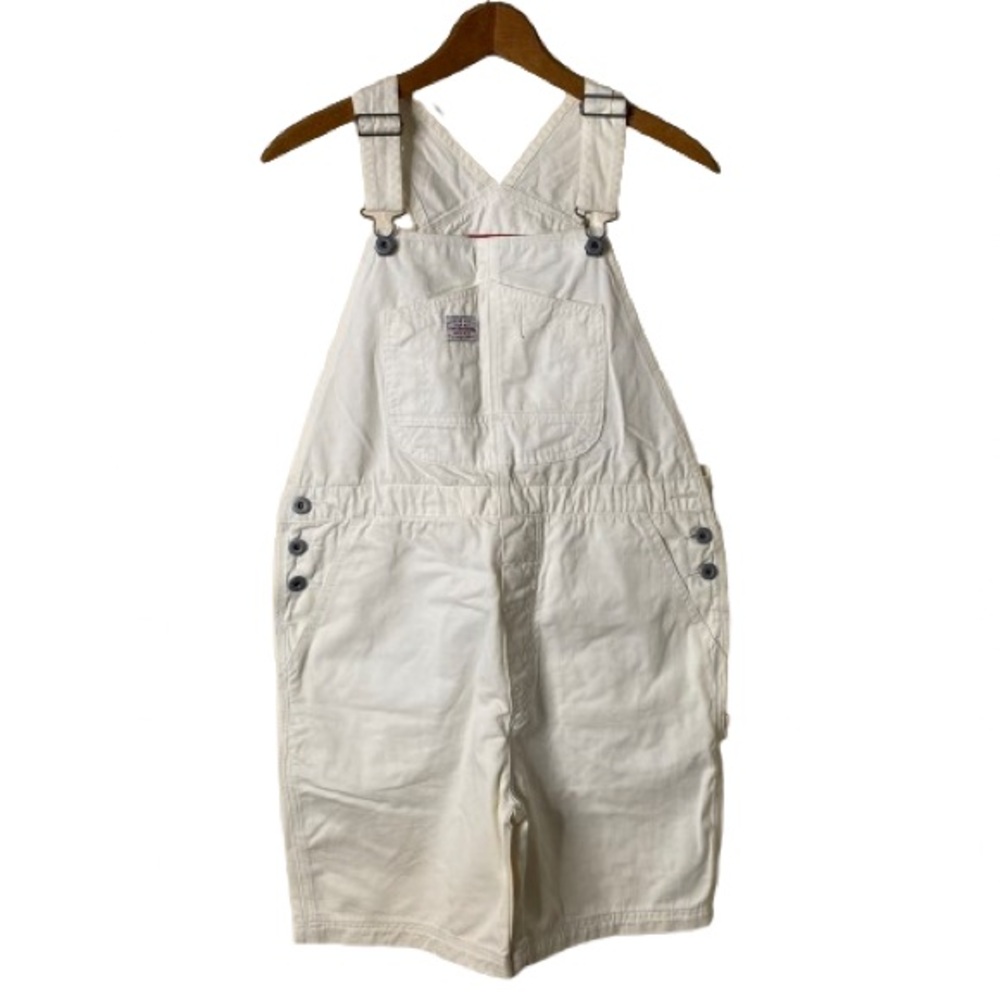 Vintage UNIONBAY Girl's White Short Overalls Size L Shortalls Hip Hop Retro Y2K